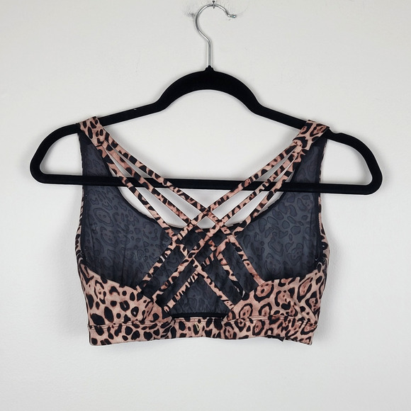 Victorias Secret Sport Womens Medium Sports Bra Leopard Print Strappy Back - Picture 3 of 6